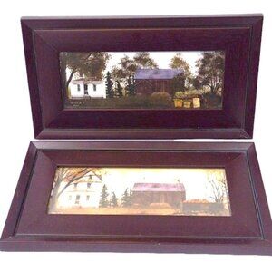 Pair Billy Jacobs Framed Prints Sweet Corn for Sale & Pumpkins for Sale 13" x 7"